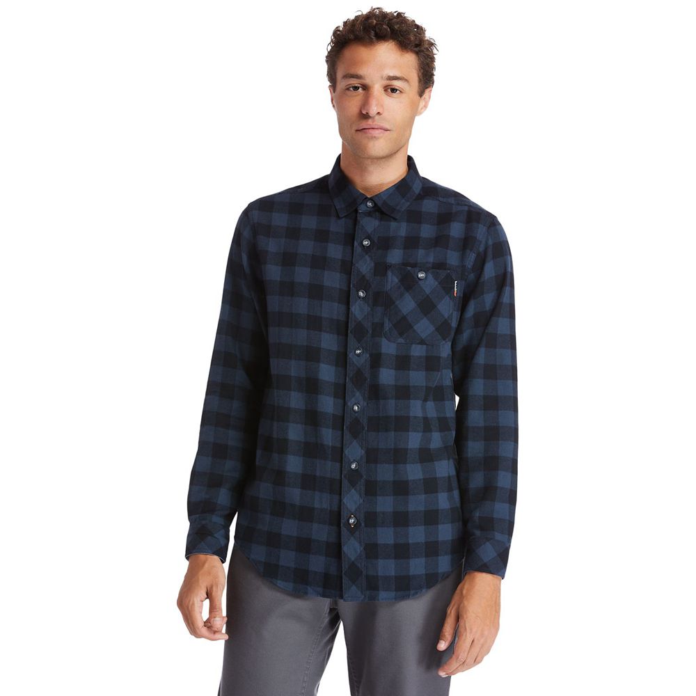 Camisa Timberland Hombre Pro® Woodfort Midweight Flannel Work Azul Marino - Chile SAO-839152